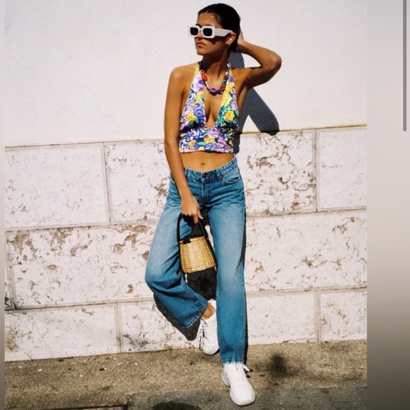 Zara Floral Halter Crop Top - Picture 4 of 15